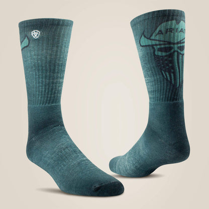 Ariat Smart Buy Incognito Graphic Crew Work Sock 2 Pair Multi Color Pack
