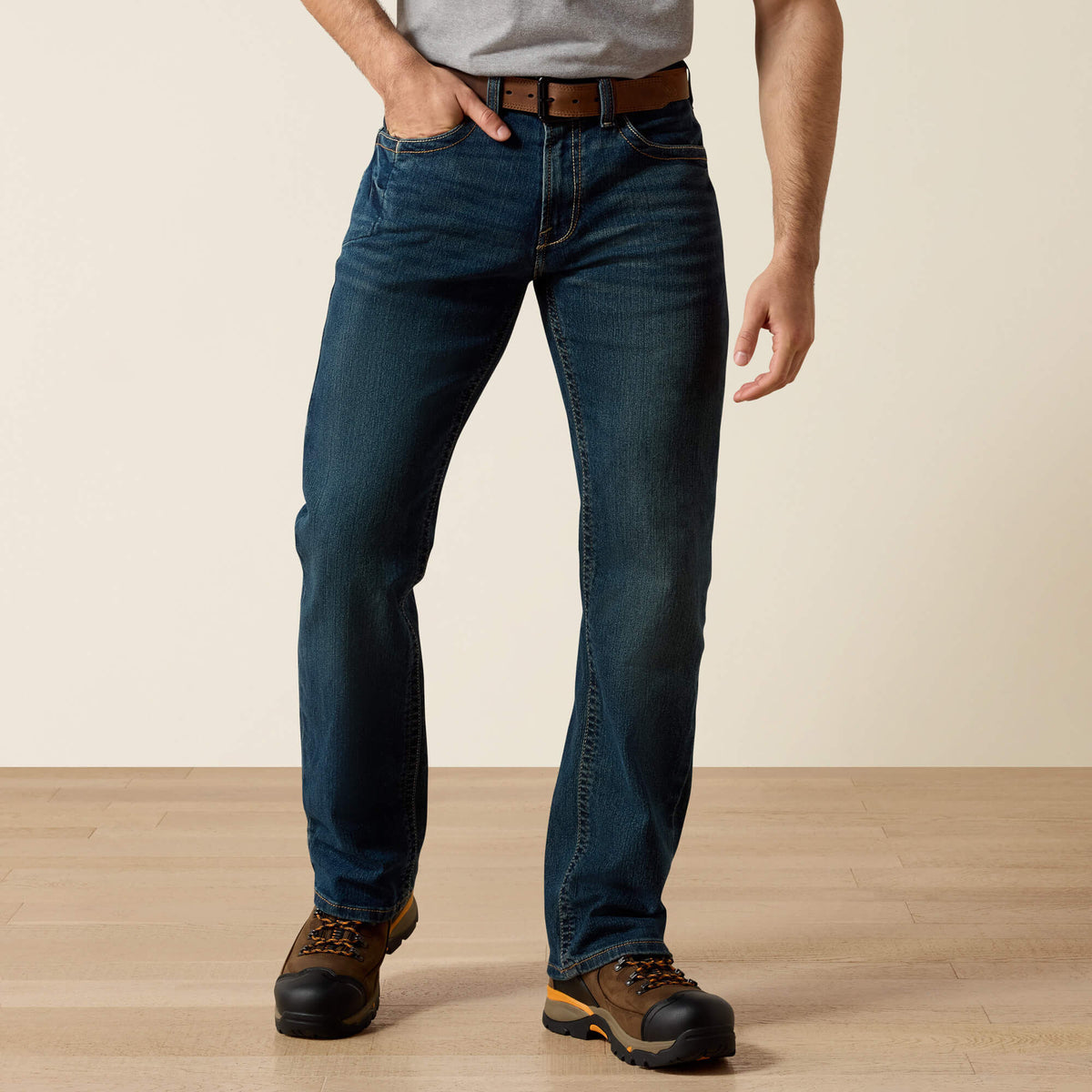 Ariat Top Pick Men's Low Rise, Bootcut Work Pants - Rebar Denim