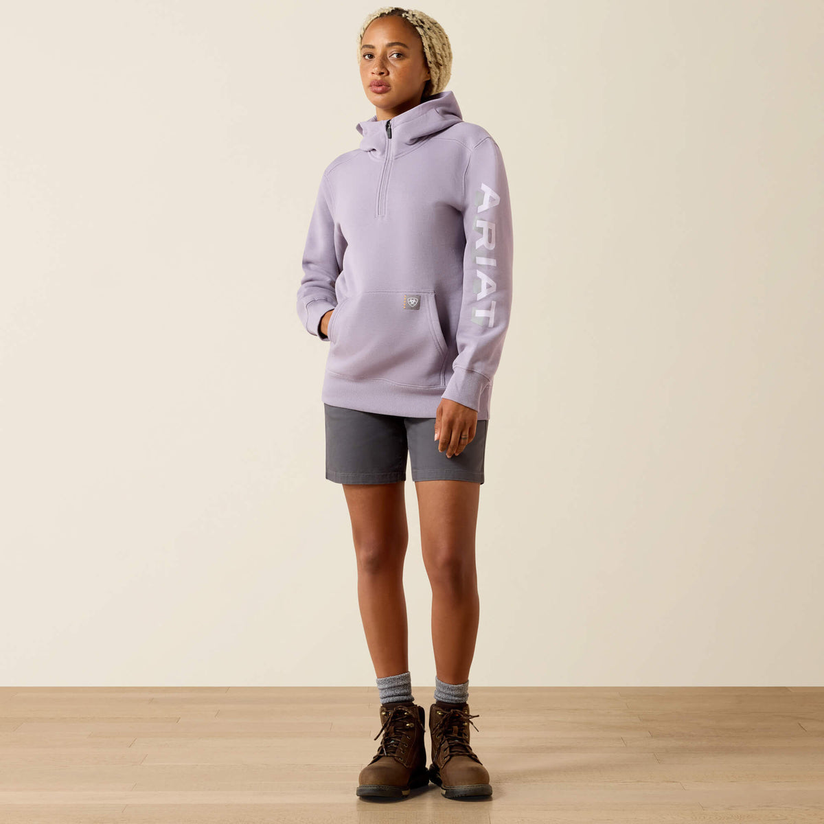 Ariat Featured Rebar Lightweight Logo 1/2 Zip Hoodie