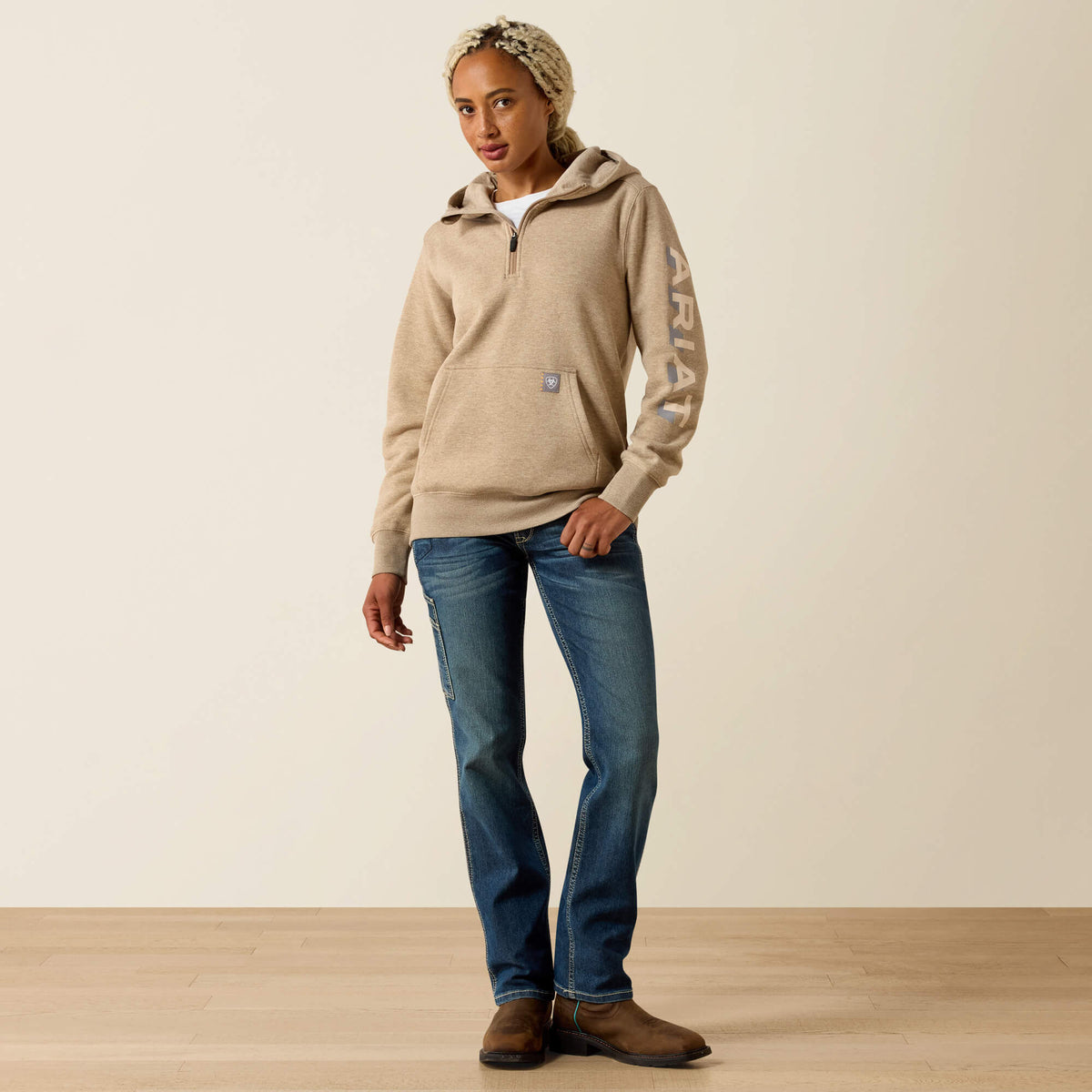 Ariat Trending Rebar Lightweight Logo 1/2 Zip Hoodie