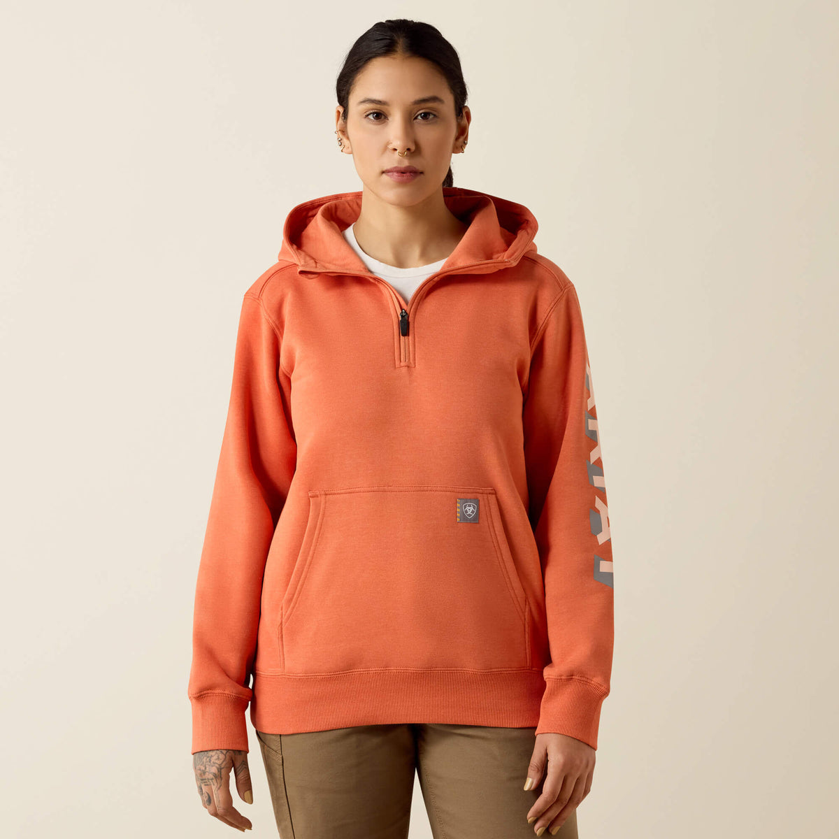 Ariat Popular Rebar Lightweight Logo 1/2 Zip Hoodie